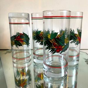 Set of 4 Christmas highball glasses tumblers